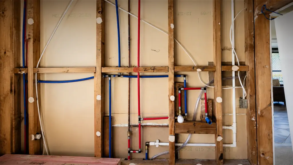 Plumber installing new water supply pipework inside a Hamilton home